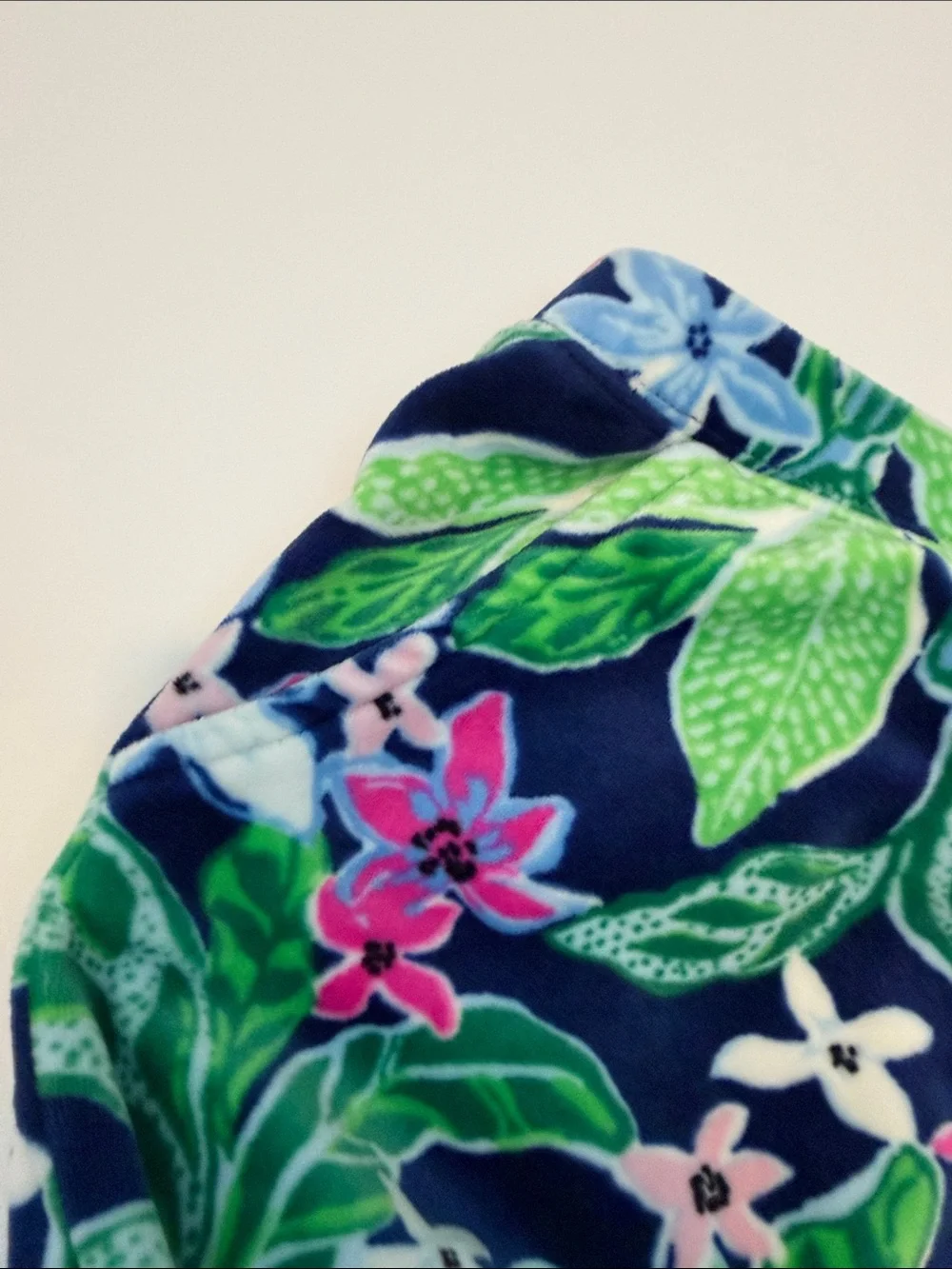 Lilly Pulitzer Girls Navy Floral Joggers with Green Leaves and Pink Accents